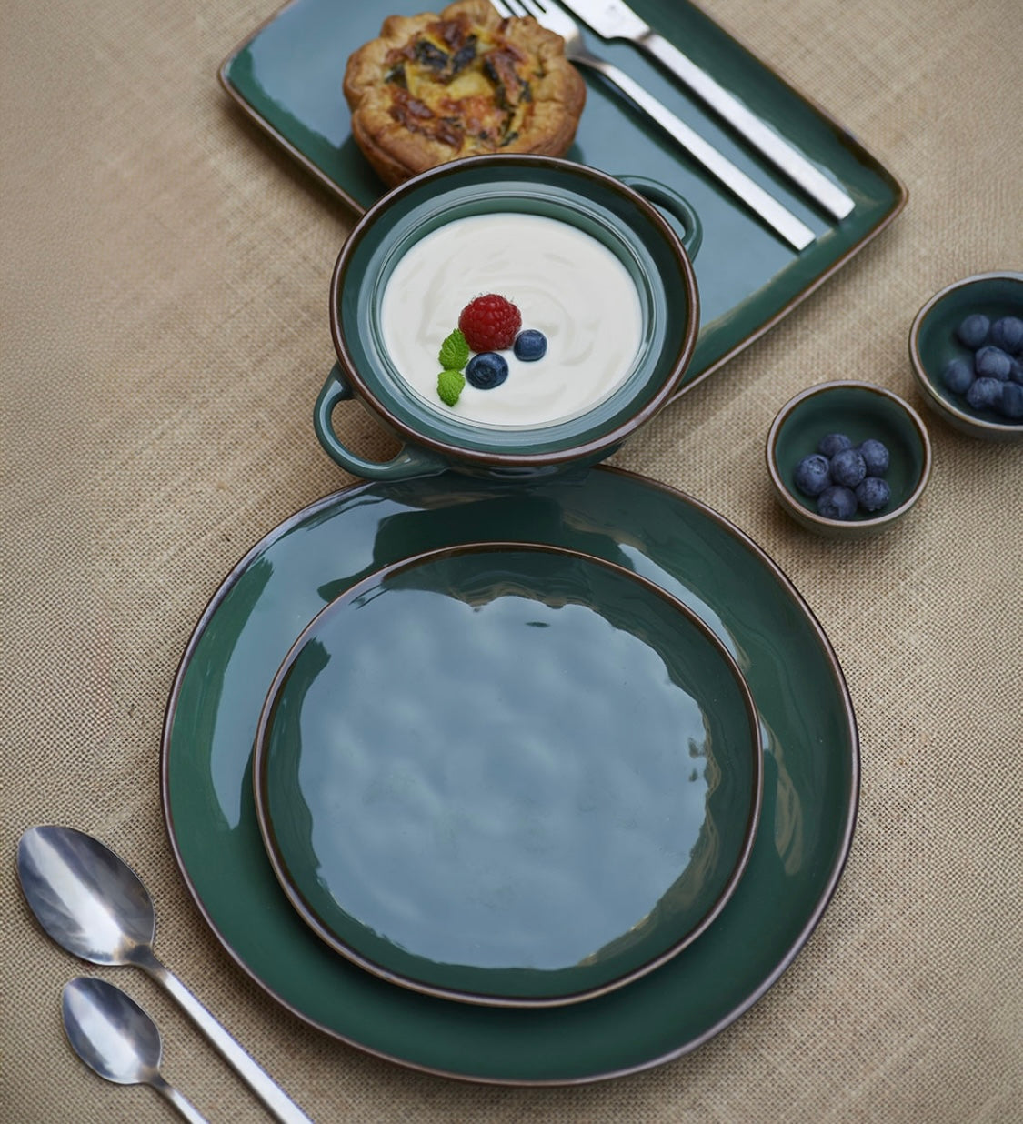 Set 4 posti tavola verde bosco