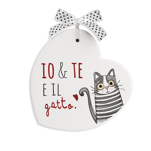 Cuore targa “io & te e il Gatto”