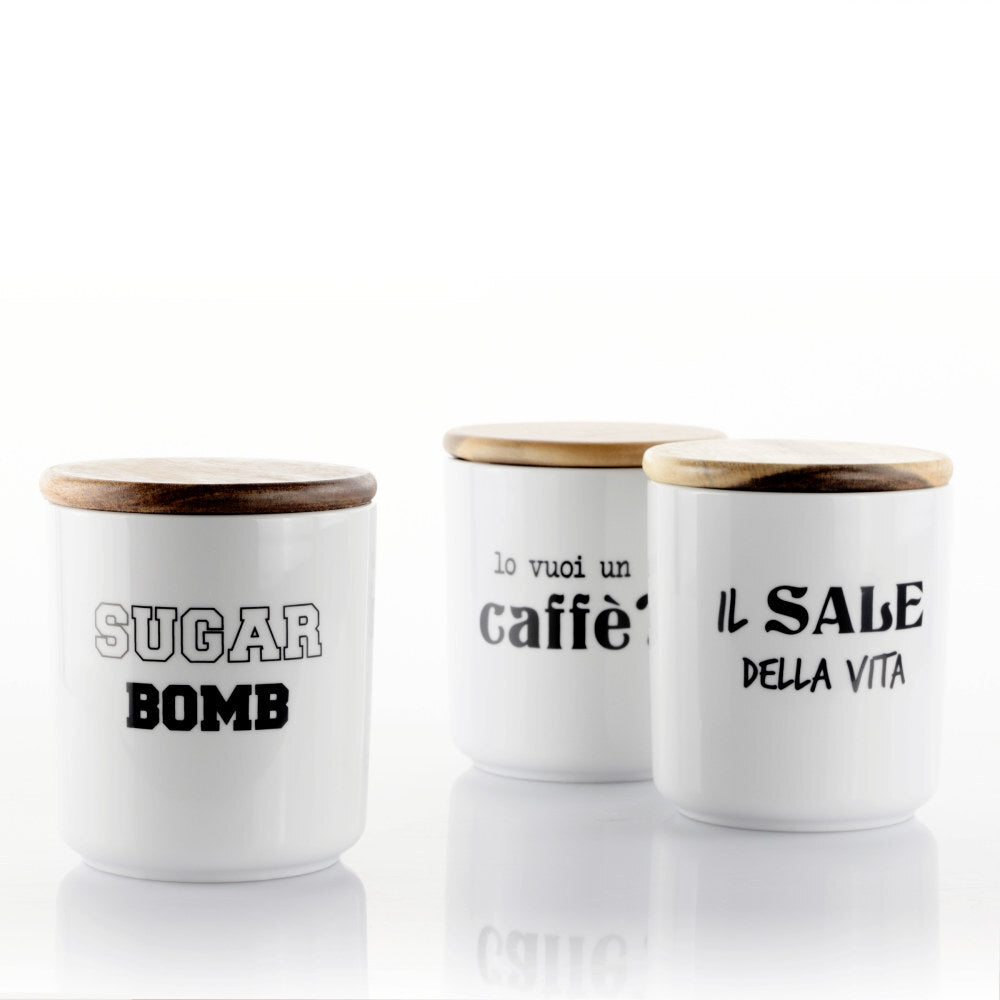 Set 3 barattoli sale, zucchero e caffè 1l