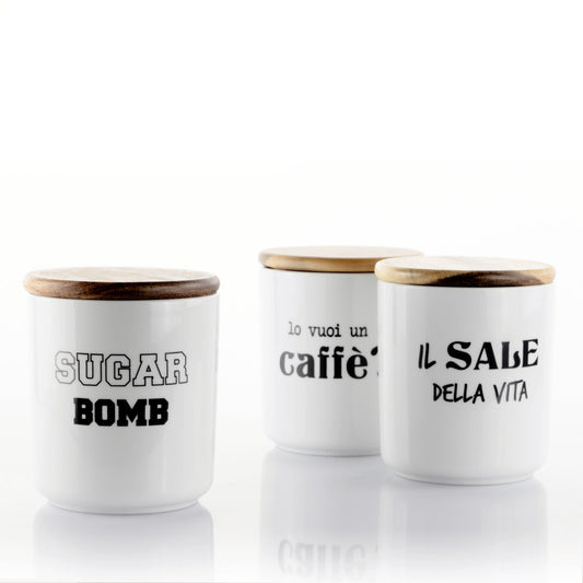 Set 3 barattoli sale, zucchero e caffè 1l