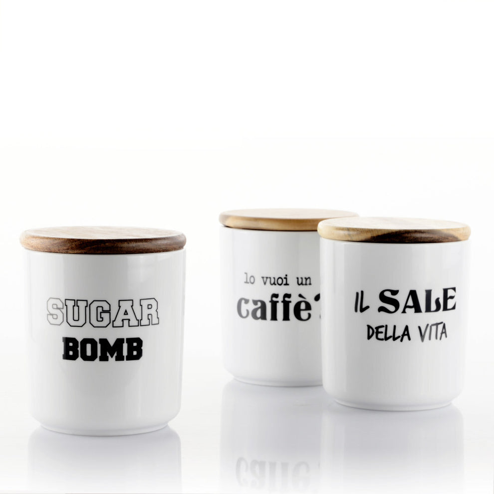 Set 3 barattoli sale, zucchero e caffè 1l 